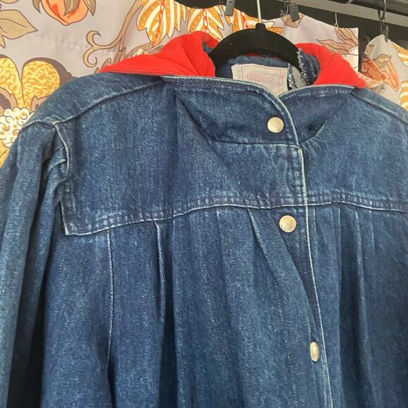 Vintage Denim Jacket lined with Hooded Sweatshirt Material Daniel Brand Size Lg - Picture 7 of 12